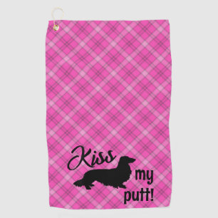 Kiss My Putt Plaid Wiener Dog Golf Towel