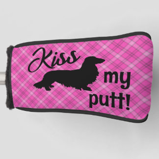 Kiss My Putt Plaid Wiener Dog Putter Head Cover