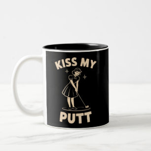 Kiss My Putt Retro Vintage 1940 Golf Golfer Lovers Two-Tone Coffee Mug