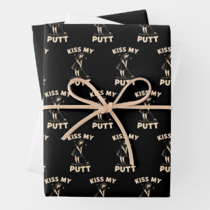 Kiss My Putt Retro Vintage 1940 Golf Golfer Lovers Wrapping Paper Sheet