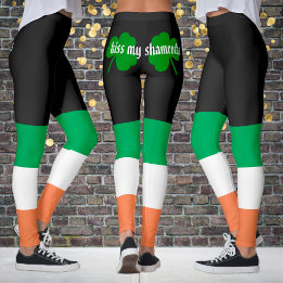 Kiss my shamrocks St. Patrick's Day Leggings