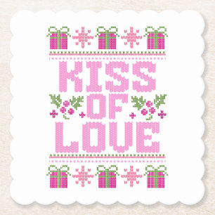 Kiss of Love for Christmas Paper Coaster