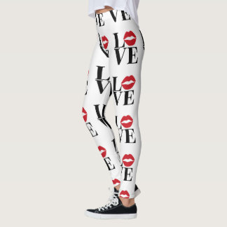Kiss of Love Modern Red Lips Leggings