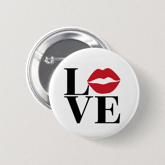Kiss of Love: Red Lips Edition Modern Pin Button (Front & Back)