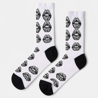 Kiss Pattern Crew Socks –  Lips Design for Women