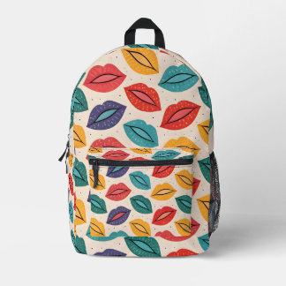 kiss pattern printed backpack