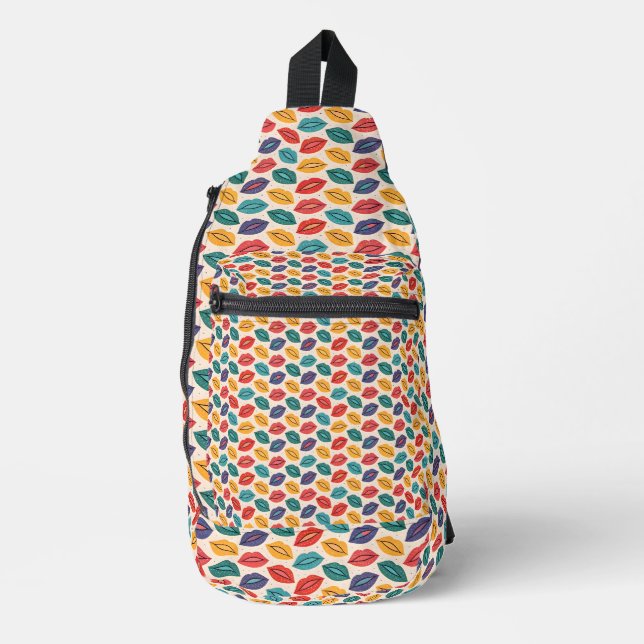 kiss pattern sling bag (Front)
