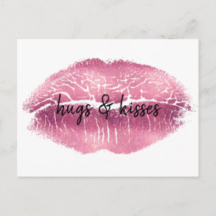 Kiss Pink Lips personalised quote Postcard