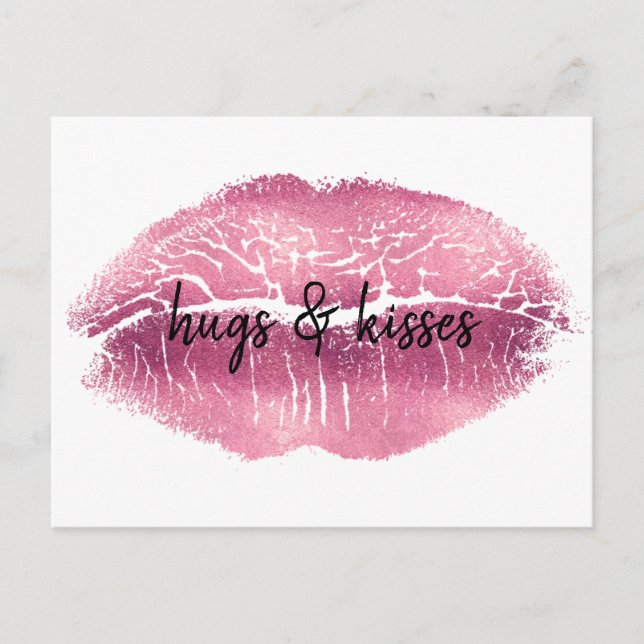 Kiss Pink Lips personalised quote Postcard (Front)