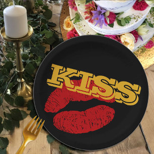 KISS plates, Red Lips - Love / Party custom Paper Plate