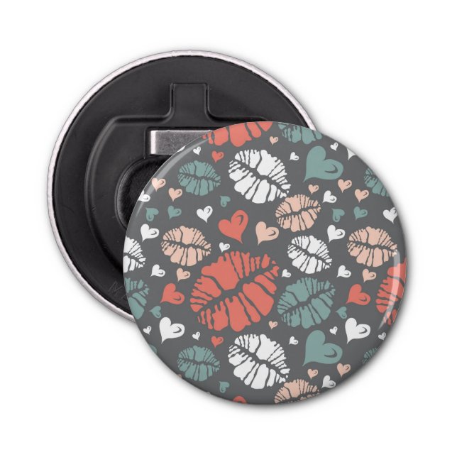 Kiss Print And Heart Pattern Bottle Opener (Front)