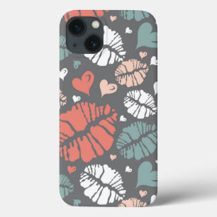 Kiss Print And Heart Pattern iPhone 13 Case