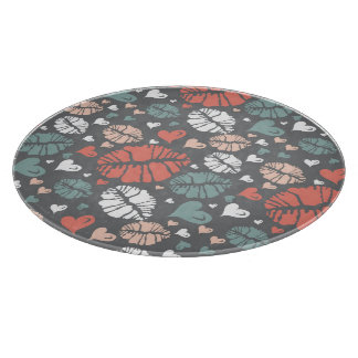Kiss Print And Heart Pattern Cutting Board