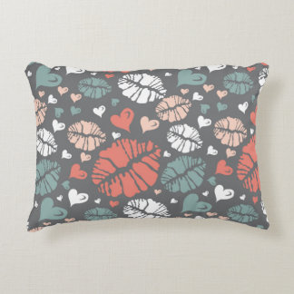 Kiss Print And Heart Pattern Decorative Cushion