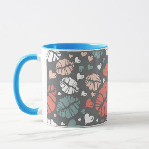 Kiss Print And Heart Pattern Mug