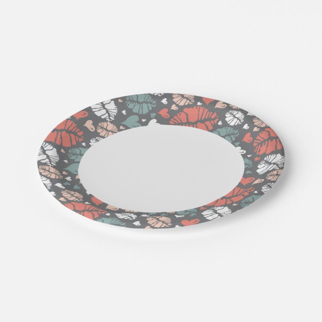 Kiss Print And Heart Pattern Paper Plate (Angled)