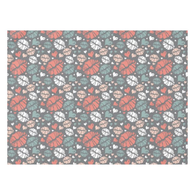 Kiss Print And Heart Pattern Tablecloth (Front (Horizontal))