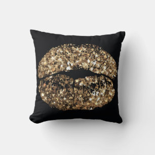 Kiss print: gold shimmer vintage. cushion