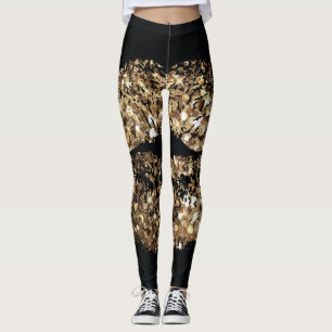 Kiss print: gold shimmer vintage. leggings