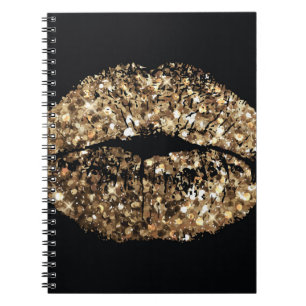 Kiss print: gold shimmer vintage. notebook