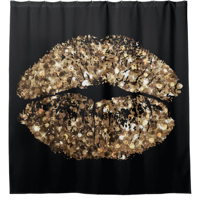 Kiss print: gold shimmer vintage. shower curtain (Front)