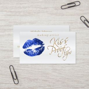 Kiss Proof Lips - Blue Glitter Business Card