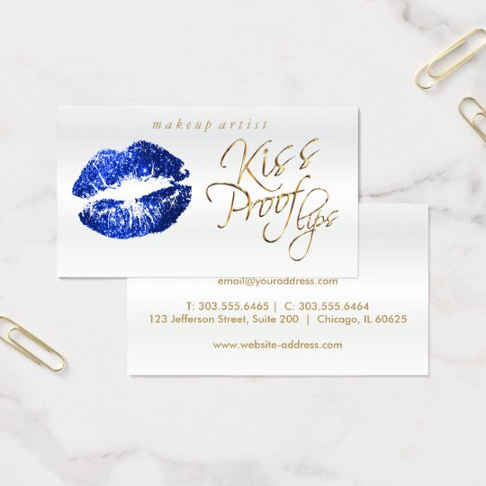 Kiss Proof Lips - Blue Glitter Business Card