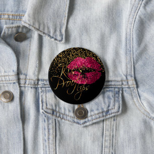 Kiss Proof Lips - Hot Pink Glitter 7.5 Cm Round Badge