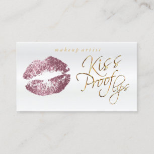 Kiss Proof Lips - Pink Rose Glitter Business Card