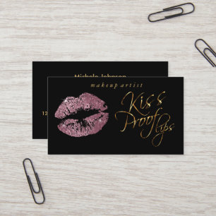 Kiss Proof Lips - Rose Glitter and Elegant Gold Business Card