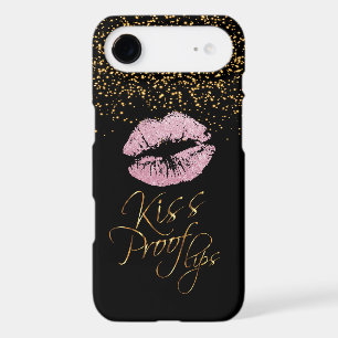 Kiss Proof with Gold Confetti & Pink Lips