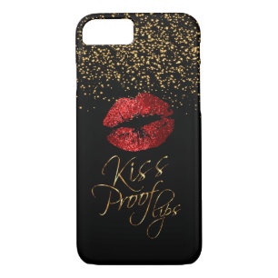 Kiss Proof with Gold Confetti & Red Lips iPhone 8/7 Case