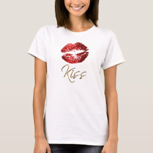 Kiss - Red Glitter Lips T-Shirt