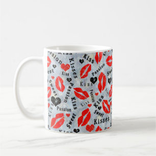 Kiss, red lips. coffee mug