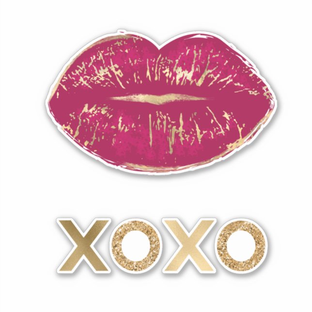 Kiss Red Lips Gold Glitter XOXO (Front)