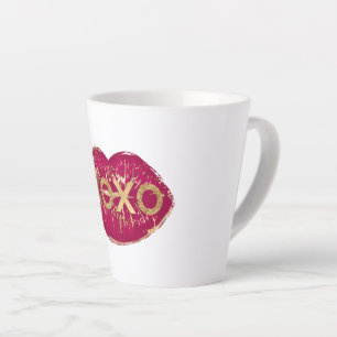 Kiss Red Lips Gold Glitter XOXO Latte Mug