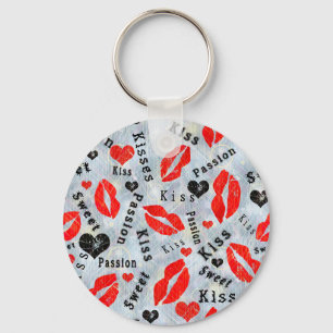 Kiss, red lips. key ring
