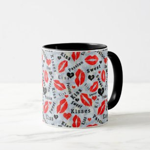 Kiss, red lips. mug