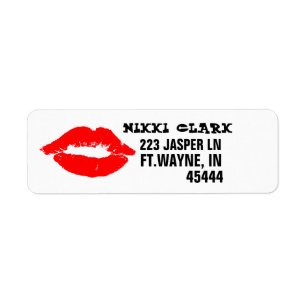 KISS RED LIPS RETURN ADDRESS LABELS