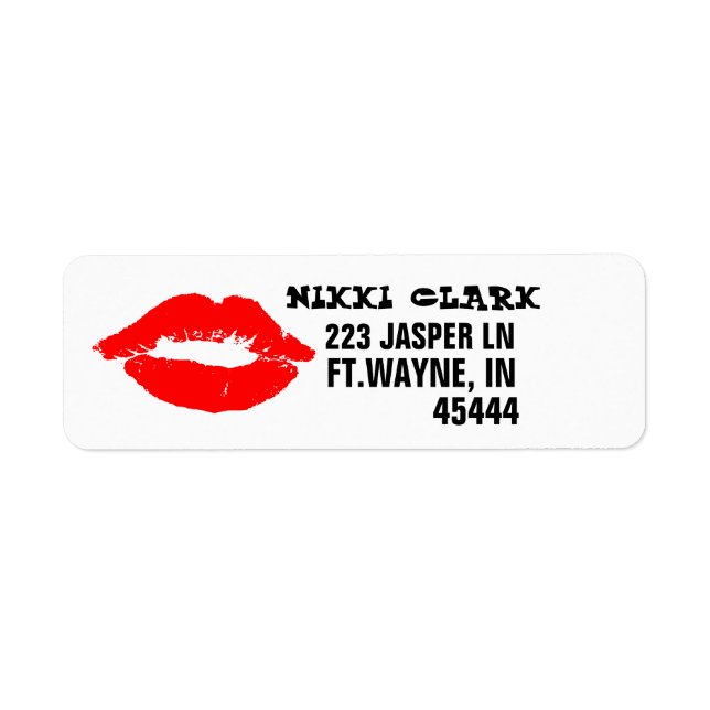 KISS RED LIPS RETURN ADDRESS LABELS (Front)