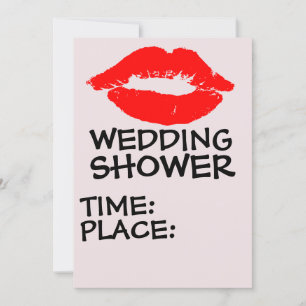 KISS RED LIPS WEDDING SHOWER PARTY INVITATIONS