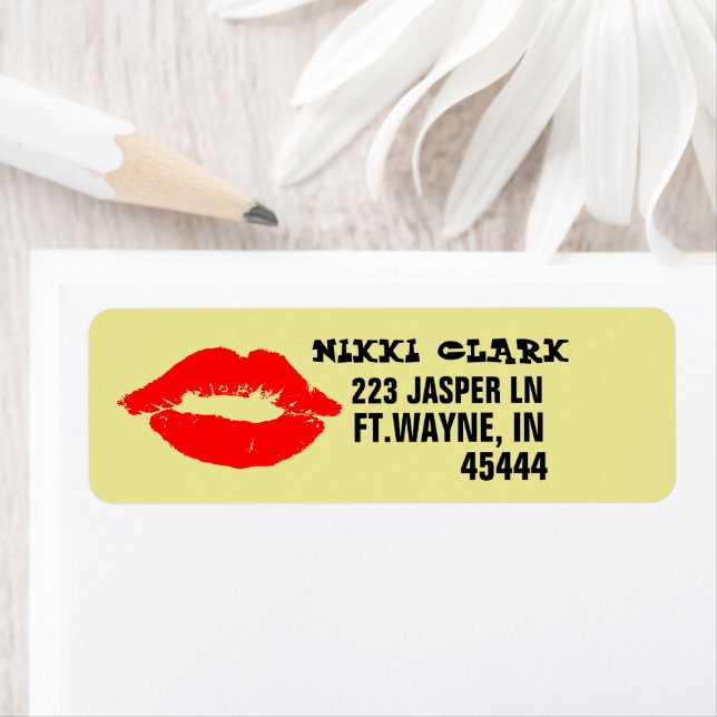 KISS RED LIPSTICK RETURN ADDRESS LABELS (Insitu)