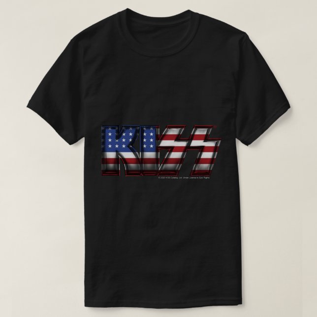 KISS ® rock music band - Metal USA Flag Classic T- T-Shirt (Design Front)