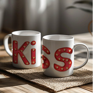 Kiss Sign Red Letters Coffee Mug