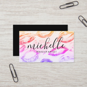 Kiss Stains Background   Make Up Business Card