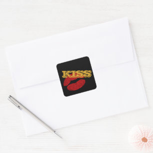 KISS sticker, Red Lips - Love / Party custom Square Sticker