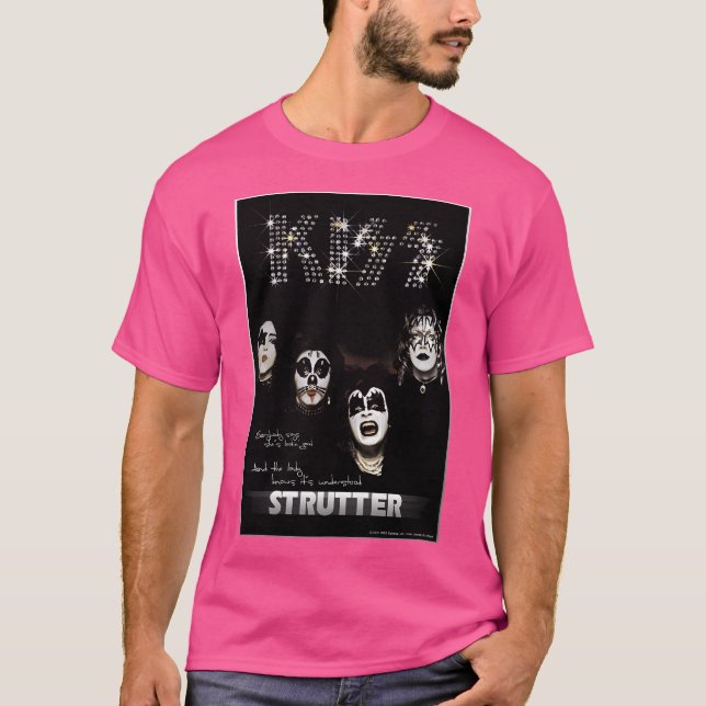 Kiss  The Band - 1974 Album - Strutter Lyrics T-Shirt (Front)
