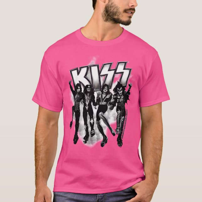 Kiss  The Band - Destroyer Black And White Fog Log T-Shirt (Front)