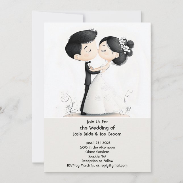 Kiss the Bride wedding invitation (Front)