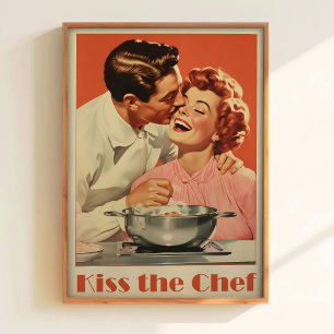 Kiss The Chef Print Cooking Art Printable Kitchen 